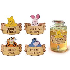 MEMOVAN Winnie Party Drink Label for The Pooh Baby Shower Decorations Winnie Food Labels Food Signs Winnie Centerpieces Sticks for Winnie Birthday Party