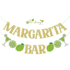 FOZEE Margarita Bar Banner, Margarita Party Decorations, Mexican Taco Bar Party Decorations, Margarita Decorations, Gold and Green Glitter