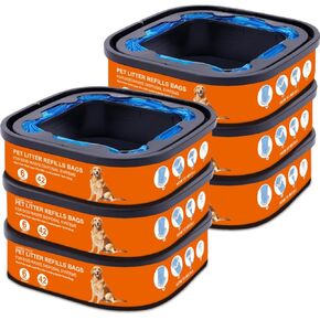 42 FT Jumbo Square Refills Disposal Bags Refill Compatible with Pet Dogs Genie Dog Waste Disposal System Pails, Up to 6 months of Supply,Ultimate Odor Control Dog Poop Bags (6 Pack)