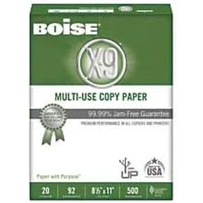 Boise X-9 Multi-Use Copy Paper, Letter Paper Size, 92 Brightness, 20 Lb, White, Ream of 500 Sheets