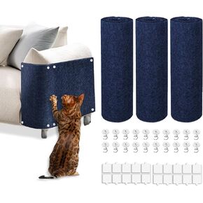 Cat Scratch Mat, 3PCS 39.4"x11.9" DIY Trimmable Self-Adhesive Cats Scratching Mat, Couch Protector from Cats Claw, Cat Scratch Furniture Protector Or Couch Protector (Beige)