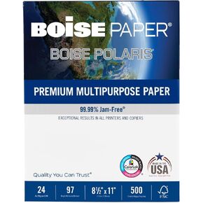 Boise® POLARIS® Premium Multi-Use Printer & Copy Paper, 1 Ream, White, Letter (8.5" x 11"), 500 Sheets Per Ream, 24 Lb,