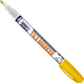 TM-62 Tile Marker, 1.2 mm Fine Bullet Tip, High-Pressure Wet-Saw Paint Pen, No-Ghost Removable Marks, Water-Resistant Valve-Action Quick-Dry, 4ml, Made in USA, Yellow 6 Pack