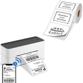 Phomemo Bluetooth Thermal Label Printer with 4"x3" Thermal Labels Roll for Small Business Supplies