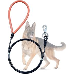 Heavy Duty Dog Leash, Chew Proof Metal Leash for Large Dogs (Up to 250lbs), WireRope Dog Leashes with Soft Silicone Grip (Green, 3 FT)