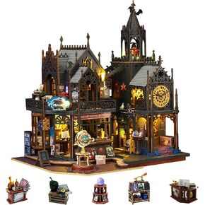 Flever Dollhouse Miniature DIY House Kit Creative Room with Furniture for Romantic Artwork Gift (Holo Magic City)