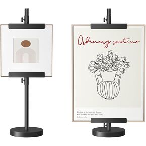 DTK Tabletop Easel,Height Adjustable Easel Stand for Picture Frame up to 24.8"H,Poster Stand,Art Display Easel for Signs,Art or Picture,Metal Sign Stand for Home,Events or Shop,Table top Easel(Black)