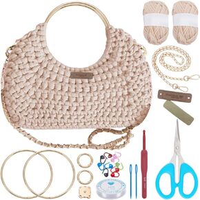 BEUNITONE Crochet Bag Kit for Adults Crochet Bag with Step-by-Step Video Tutorials Crochet Kit for Beginners Complete Crochet Supplies to Make a Tote Bag DIY Crochet Handbags for Crocheting Lovers