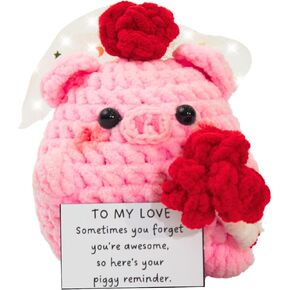 Pig Bride & Groom Positive Crochet Animals, for Couple, Emotional Support Crochet, Teacher Appreciation Gifts, Encouragement Gifts for Women, Thank You Gift for Women, Men