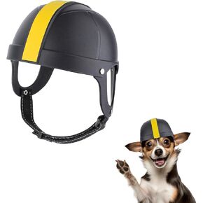 PETLESO Dog Helmet Motorcycle Pet Helmet for Small Dog Cat Hard Safety Cap with Adjustable Belt Head Protection for Puppy Outdoor Riding, White-Orange S