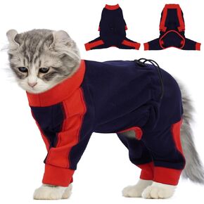Cat Pajamas for Cats Only, Sticky Hair Cat Clothes, Long Sleeve Sphynx Clothes, Anti-Licking or Skin Disease Recovery Suit for Female Cats, Kitten Onesie Pajamas, ArmyGreen, S