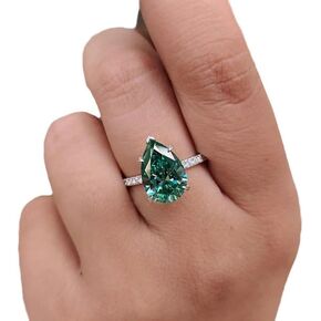 925 Sterling Silver Diamond Ring Promise Rings for her Classic Emerald Rings Green Gemstone Heart-Shaped Cubic Zirconia Rings CZ Diamond Ring Eternity Fashion Band Ring for Women Birthday Present（7）