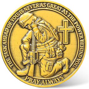 Military Prayer Challenge Coin - 'Be Strong and Courageous' Medallion with Biblical Inspiration