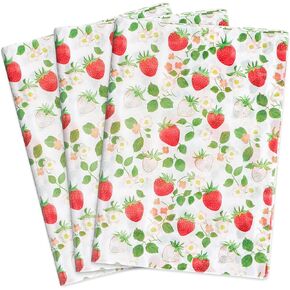 MR FIVE 60 Sheets Strawberry Tissue Paper Bulk,14" x 20",White with Strawberries Design Tissue Paper for Gift Bags Birthday,Valentine's,Mother's Day,Weddings