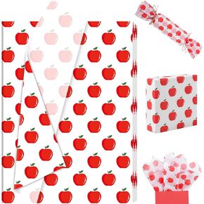 100 Sheets Back to School Apple Tissue Paper, Apples Pattern Wrapping Paper for DIY Crafts Back to School Activities Birthday Party Supplies, 13.8 x 19.7 Inch
