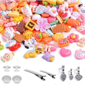 stino 120pcs Flatback Resin Slime Charms Set for Jewelry Making, Cute Junk Case Flat Back Charms