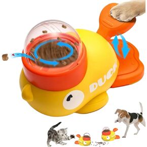 Dog Treat Dispenser Toy, Cat Puzzle Feeder, Interactive Durable Yellow Duck-Shaped Puzzle Feeder for Dog Cat to Keep Them Busy