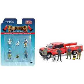 American Diorama Firefighters 2 Figurine Set, Multi 76482MJ - 1/64 Scale Figurine - Diorama Accessory