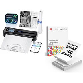 Phomemo M832D Bluetooth Portable Printers & 100 Sheets Folded Thermal Paper 8.5 x 11 Inch, Wireless for Travel