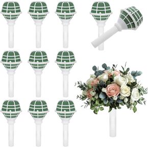 12 Pcs Foam Floral Bouquet Holders Wedding Flower Arrangement Holder Bridal Bouquet Handle for Artificial Flowers DIY Gardening Supplies