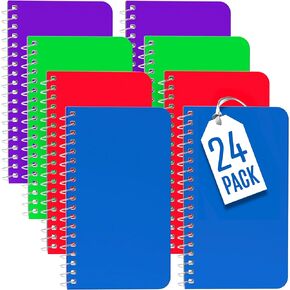 Pocket Notebook, Small 3x5 Notepad | College Ruled, Mini Spiral Notebooks 24 Pack, On the Go Writing, 60 Sheets per Note Pad | Assorted Colors, for School, Home, Office, Premium Thick Paper