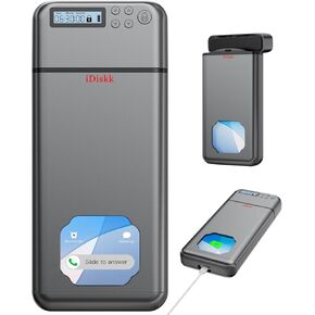 iDiskk Metal Phone Lock Box with Timer, Safe Timed Lock Box to Help Kids,Students, Adults Focus Back, Portable Smartphone Jail Storage for Sumsung/Google/iPhone，Family Time Container-Grey