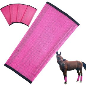 Pink Horse Fly Boots Set of 4 – Breathable Fine Mesh with Soft Trimming, Reduces Stomping, Hoof Damage & Leg Fatigue (Medium)