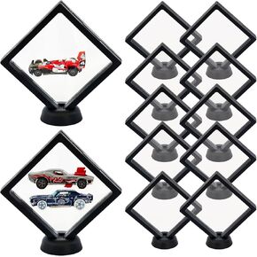 12 PCS ثلاثية الأبعاد العائمة علبة الشاشة موقف للعجلات الساخنة ، 1/64 مقياس سيارات DIECAST Model Case Stand مع منظم تخزين سيارات الألعاب الأساسية