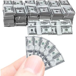 600PCS 1:12 Dollhouse Miniature Dollar Bills Set, Old Tiny Mixed Denominations Money for Doll House, New