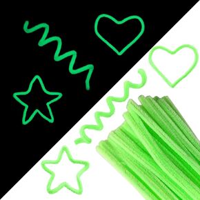 Pipe Cleaners Craft Supplies, Glow-in-The-Dark Chenille Stems with Dense Fiber, Craft Supplies for Art DIY Decorations. Suitable for Making Holiday Related Decorations. (Fluorescent Green)