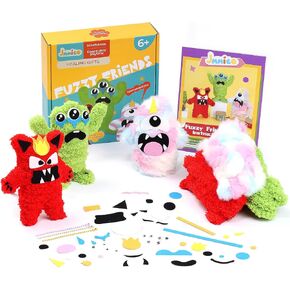 Extra Thick Pipe Cleaners Craft Kit, Fuzzy Soft Chenille Stems Whole Set, Monsters DIY Toys with Instruction, Arts and Crafts for Kids Ages 6+, Activities Projects Creative Decoration Easter Gifts