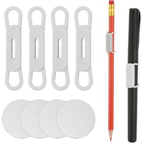 PATIKIL 4 Pcs Magnetic Pen Pencil Holder, Silicone Flexible Pencil Holder Adjustable Organizer Clip with 4 Metal Sheet for Refrigerator Whiteboards Desk Clipboard, Gray