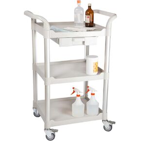 JaboEquip 3 Tier Heavy Duty Utility Cart, Lockable Medical Cart, 606 lbs Load for Lab, Hospital, Office, JB-3KD1, Black