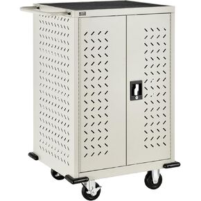 Global Industrial Mobile Storage & Charging Cart, 12 Laptop & Chromebook Device Capacity, Putty, Assembled