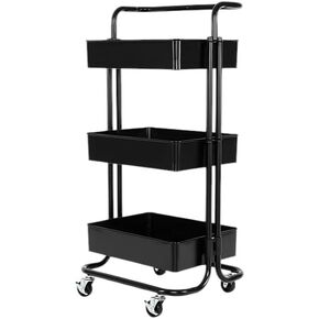 3-Tier Steel Utility Cart with Wheels, 16.7" W x 13.9" D x 34.9" H (White, 2 Pack)