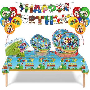 Birthday Party Supplies 82pcs，Party Table Decoration Kit for 20-Guests Includes Banner, Tableloth, Plates, Napkins, Balloons