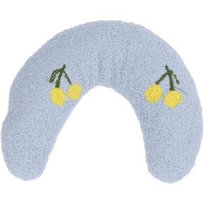 Pet U Shaped Pillow, Comfortable Plush Fluffy Half Donut Dog Neck Pillow for Home (Pink+Strawberry Pattern)