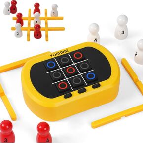 Tic Tac Toe Game, 5-in-1 Electronic Tic Tac Toe Game, Portable Tic Tac Toe Games for Travel, Digital Tic Tac Toe for Children and Adults – Yellow