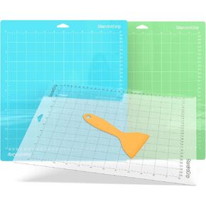 12x12 Cutting Mat for Cricut Maker 3/Maker/Explore 3/Air 2/Air/One (3 Mats) - Reusable Gridded Adhesive Mats for Crafts & DIY - Includes Standard/Light (Green/Clear/Blue)