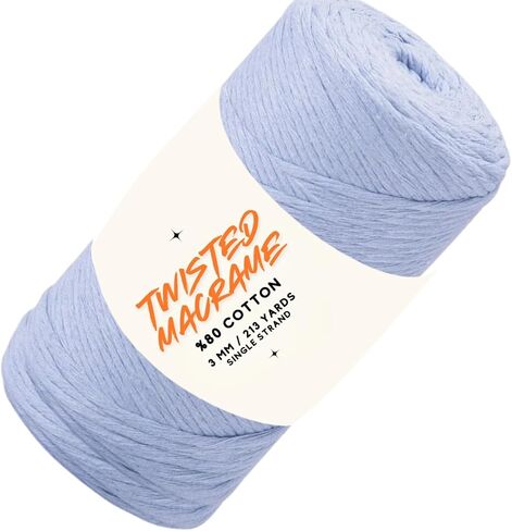 Twisted Macrame VR Cord 250g 672 feet 224 Yards Single Strand 4mm-5mm Twine Rope Sparkle Natural Cotton Cord String Crafts Wall Hanger Plant Thread Hanging 1 Skein VR 90919 in Kuwait