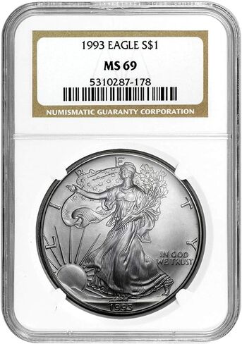 USA 1993 $1 American Silver Eagle Coin MS69 NGC - 1oz United States Mint in Saudi Arabia