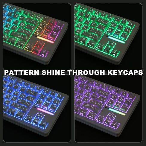 YUNZII YZ87 75% Gasket Mechanical Keyboard,TKL Wireless Hot Swappable Bluetooth Gaming Keyboard with 4-Layer Padding,BT5.0/2.4Ghz/Type-C NKRO RGB Keyboard for Linux/Win/Mac(Black,Milk Switch) in Kuwait