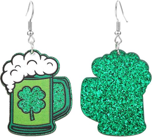 St. Patrick's Day Earrings Acrylic Irish Shamrock Dangle Earrings Green Clover Drop Earrings for Women Girls St Patty's Jewelry Gift in Saudi Arabia