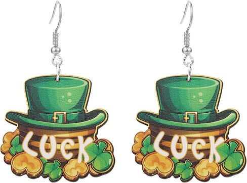 St. Patrick's Day Earrings Acrylic Irish Shamrock Dangle Earrings Green Clover Drop Earrings for Women Girls St Patty's Jewelry Gift in Saudi Arabia