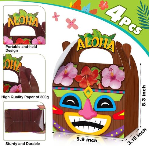 Glenmal 24 Pcs Hawaiian Aloha Party Boxes Tiki Luau Treat Boxes with Handles Summer for Aloha Festival Hawaiian and Luau Party Supplies in Saudi Arabia