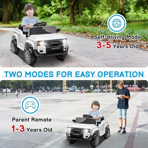 Winado 12V Ride on Car, Licensed Toyota Electric Truck for Toddlers W/Remote Control, Battery Car for Kids with Openable Doors, 3 Speeds, LED Lights, Music (Black) in Saudi Arabia