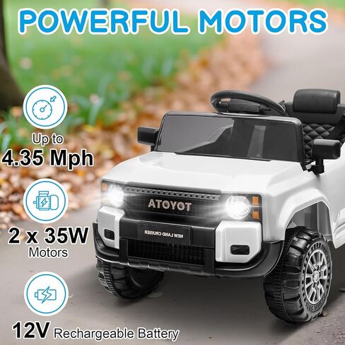 Winado 12V Ride on Car, Licensed Toyota Electric Truck for Toddlers W/Remote Control, Battery Car for Kids with Openable Doors, 3 Speeds, LED Lights, Music (Black) in Saudi Arabia