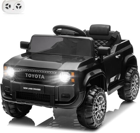 Winado 12V Ride on Car, Licensed Toyota Electric Truck for Toddlers W/Remote Control, Battery Car for Kids with Openable Doors, 3 Speeds, LED Lights, Music (Black) in Kuwait