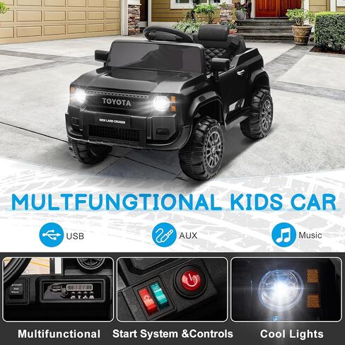 Winado 12V Ride on Car, Licensed Toyota Electric Truck for Toddlers W/Remote Control, Battery Car for Kids with Openable Doors, 3 Speeds, LED Lights, Music (Black) in Kuwait