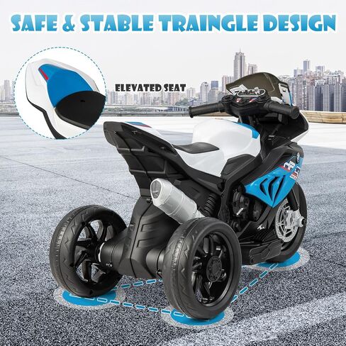 Costzon Kids Motorcycle ، BMW 12V مرخصة في بطارية على دراجة نارية مع المصباح ، القرن ، الموسيقى ، MP3 ، منفذ USB ، 3 عجلات دراجة نارية كهربائية للأطفال ، هدية للبنين والبنات (الأزرق) in Kuwait